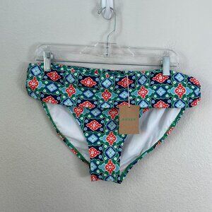 NEW Boden Womens 12‎ Classic Fold Bikini Bottom Green Tambourine Coastal Tile